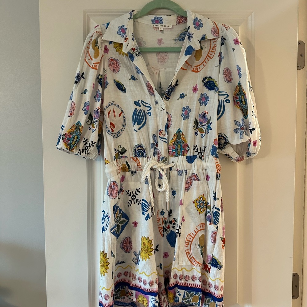 Colorful Patterned Button-Up Romper